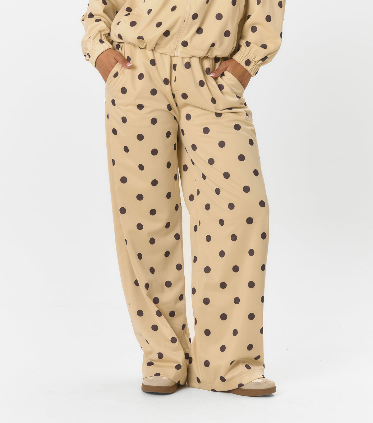 Yasmin Polka Dot Wide Leg Jogger Ecru