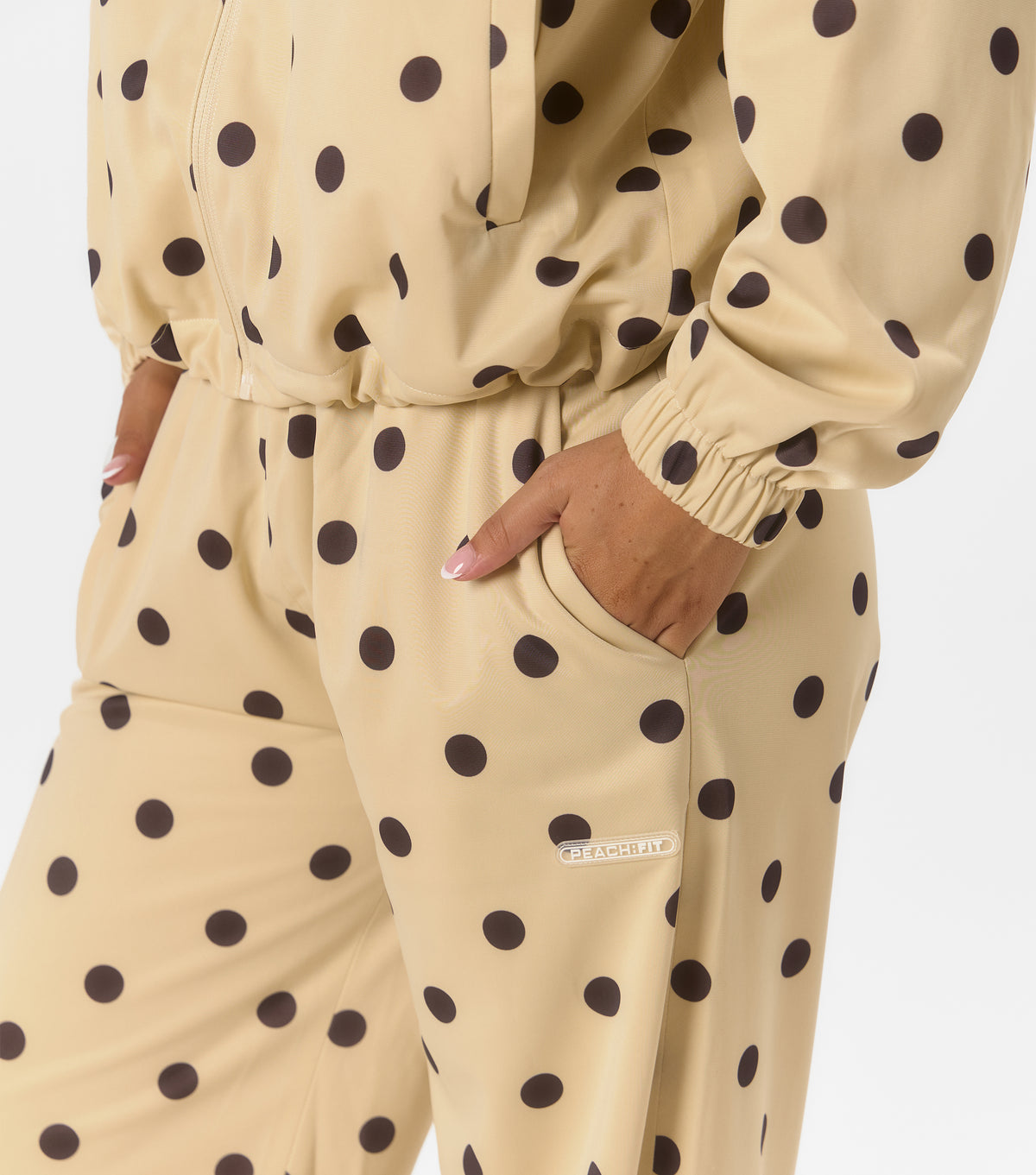 Yasmin Polka Dot Wide Leg Jogger Ecru