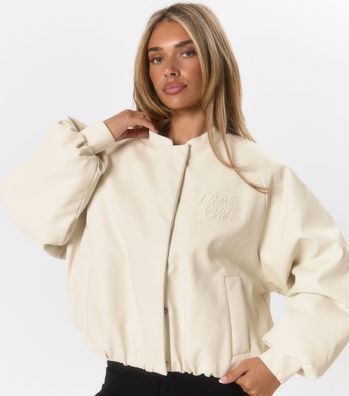 Jasmine Padded Bomber Jacket Ecru