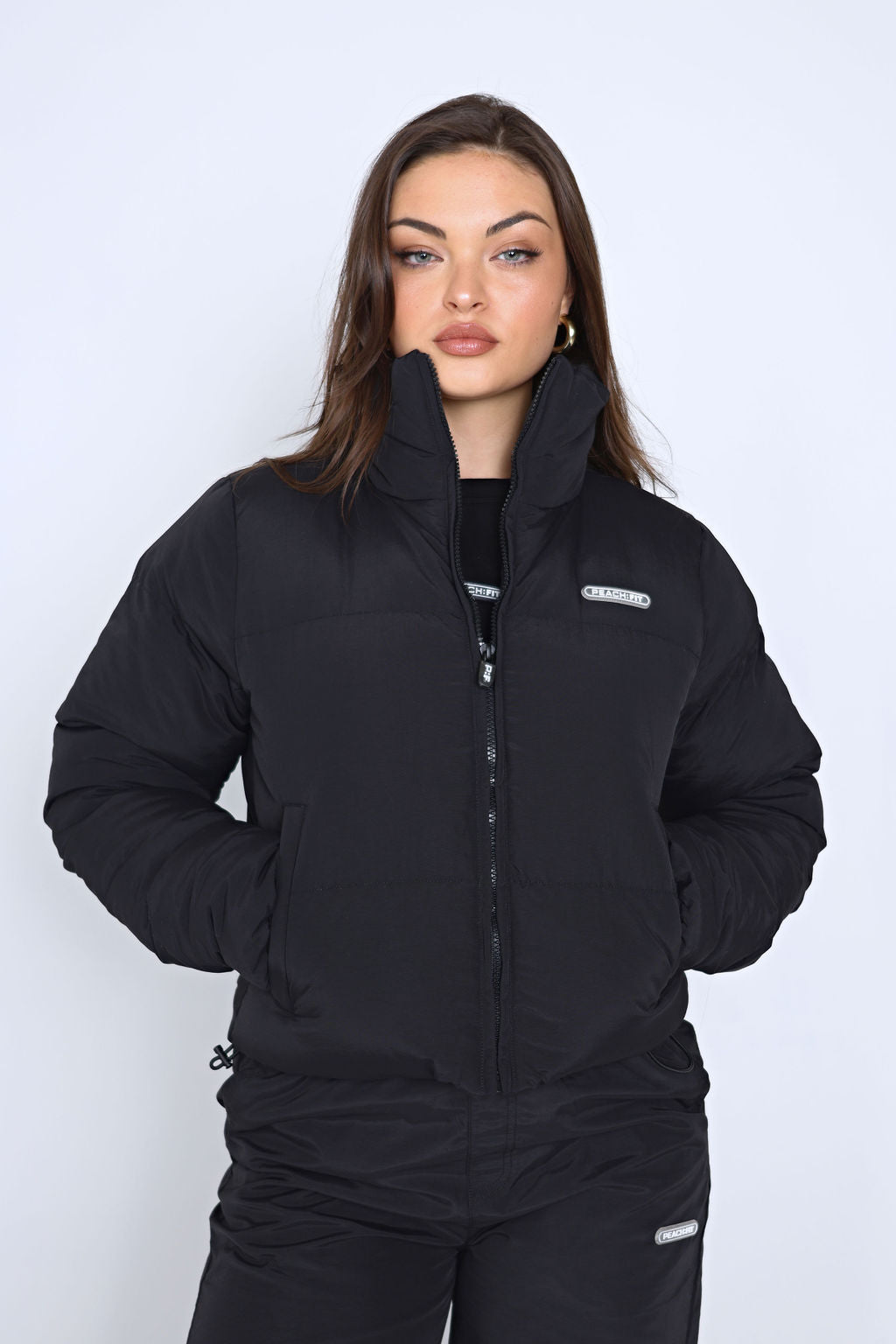 Maisey Cropped Puffer Jacket - Black