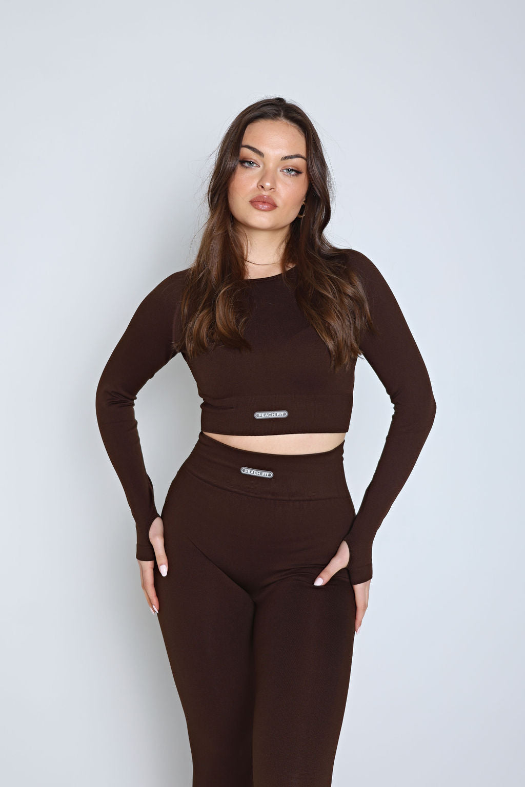 Sophia Seamless Crop Top - Chocolate