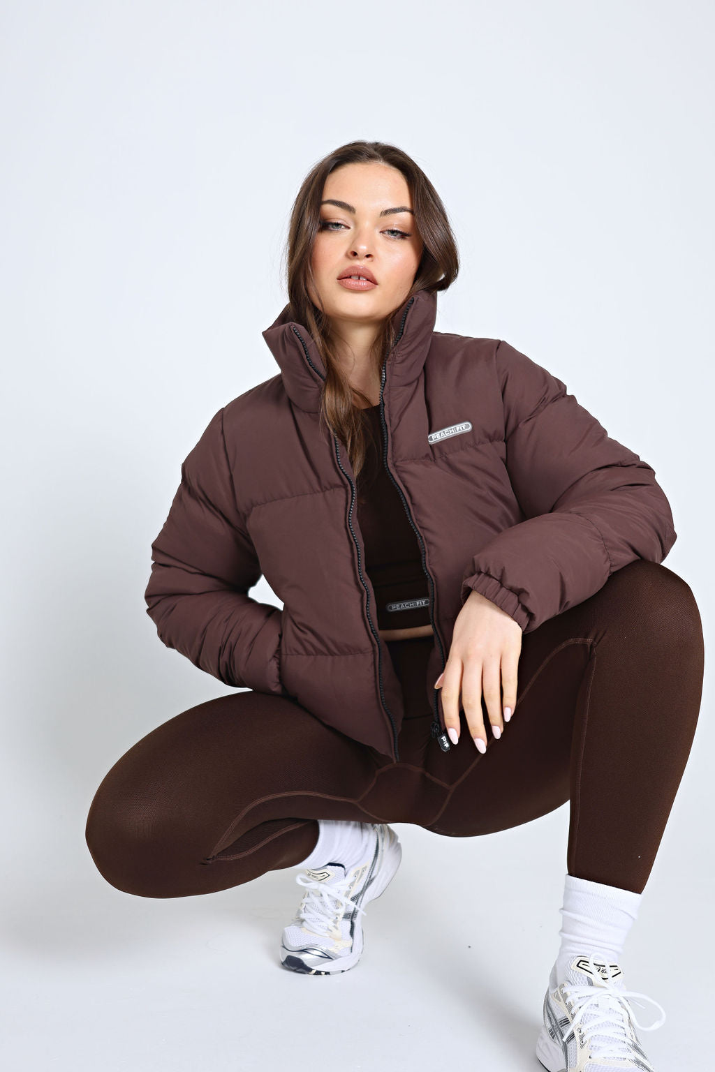 Maisey Cropped Puffer Jacket - Chocolate