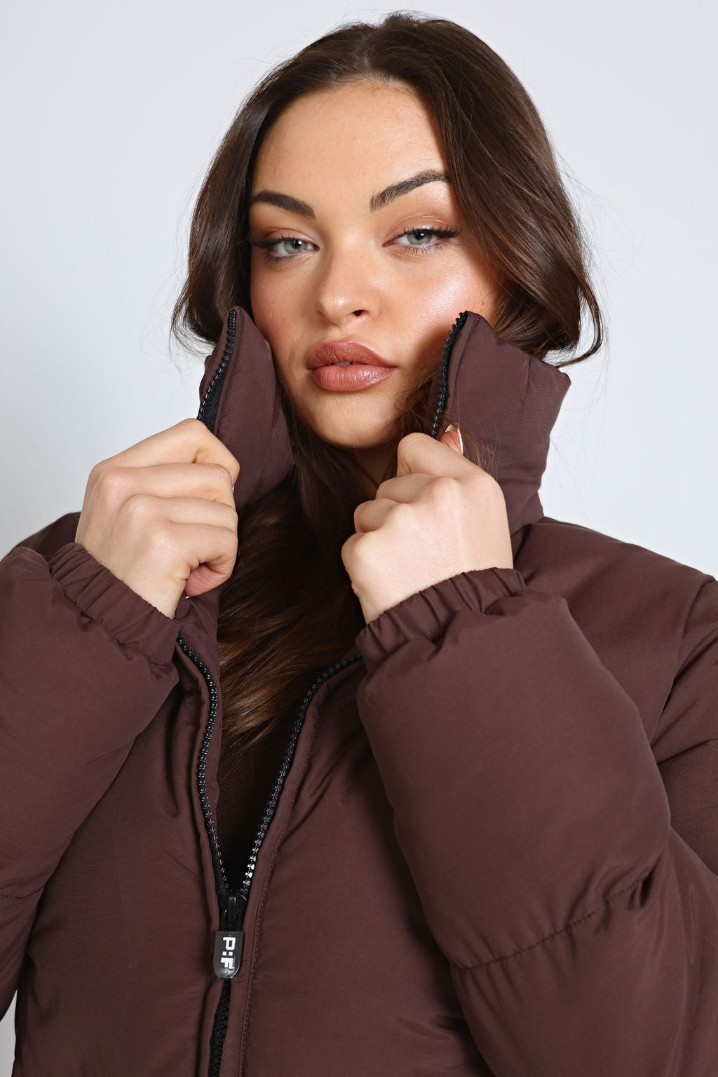 Maisey Cropped Puffer Jacket - Chocolate