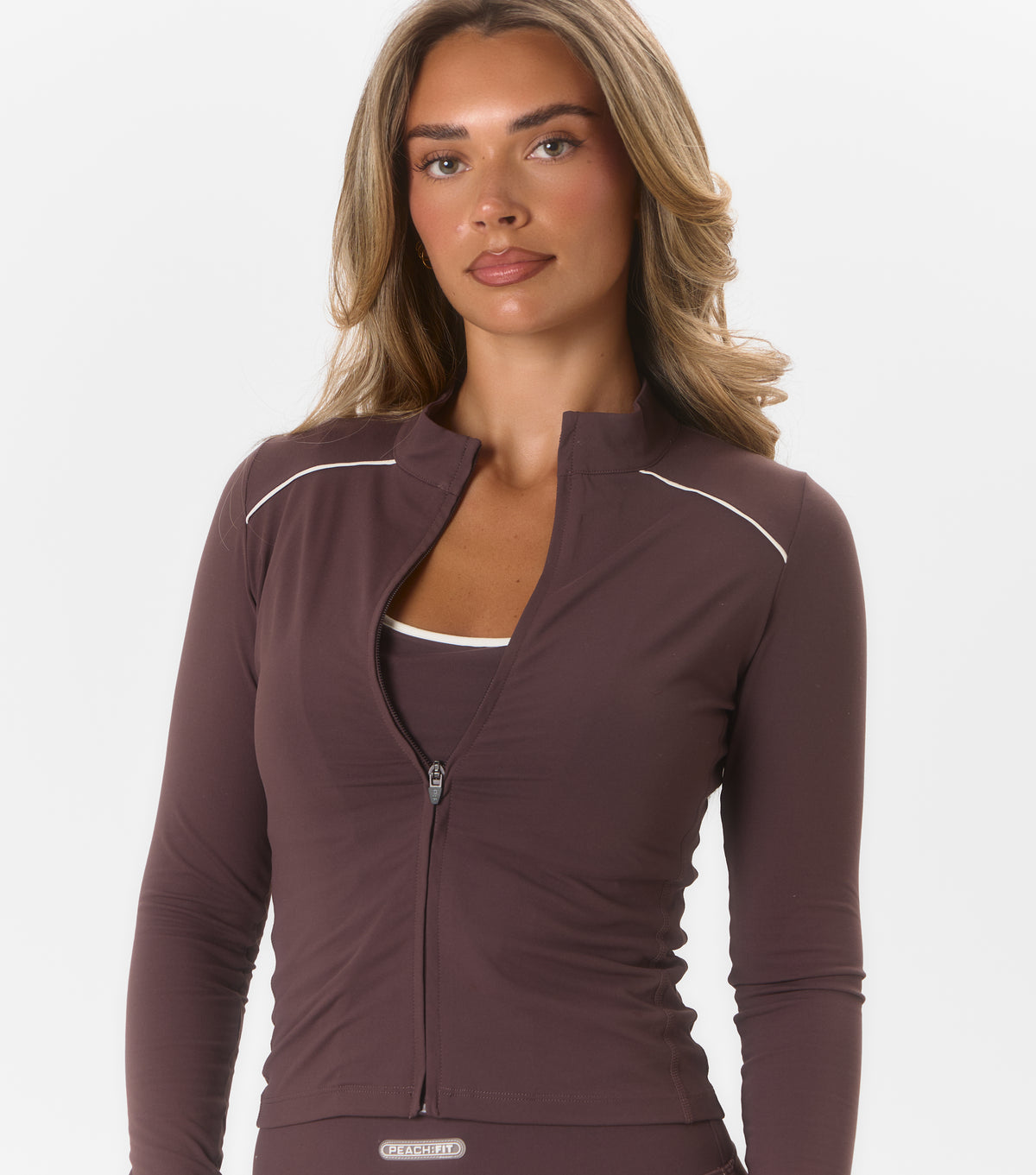 Harlyn Active Zip Through Top Coffee Bean