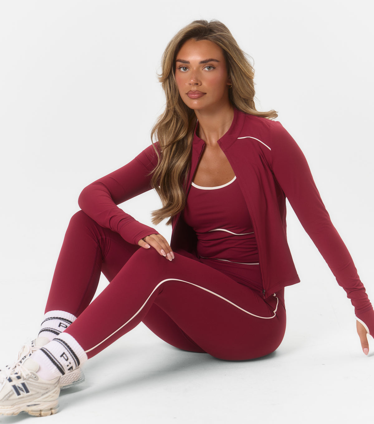Harlyn Active Zip Through Top Dark Cherry