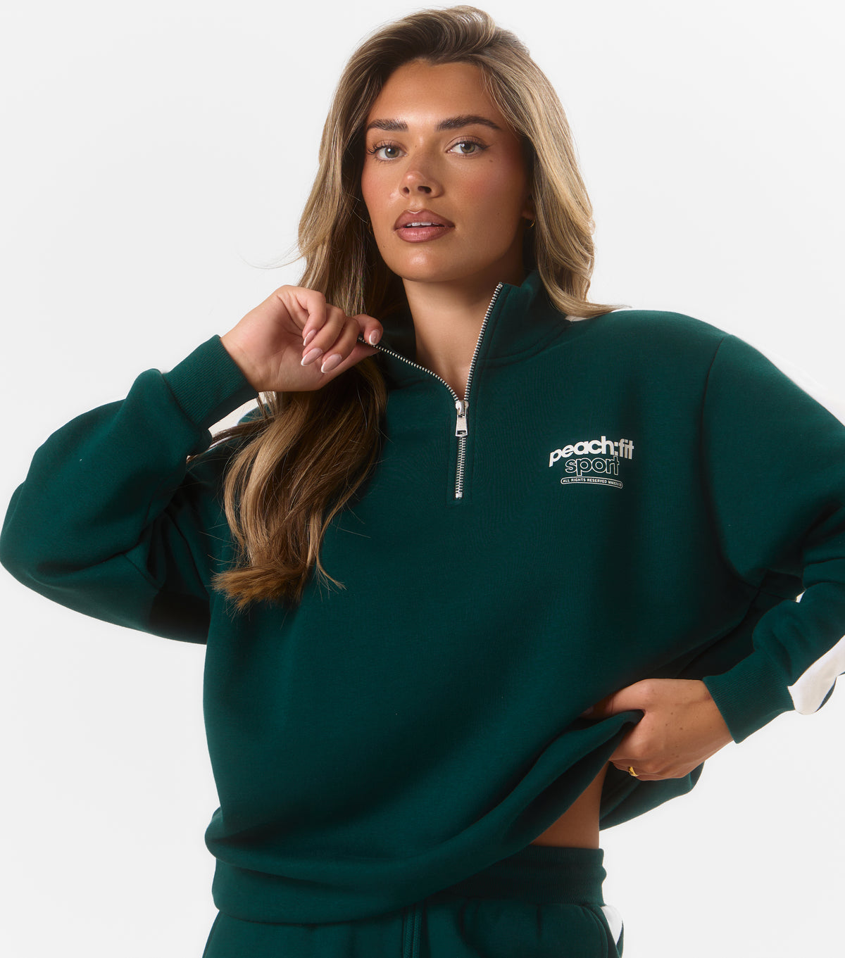 Oriana Zip Sweatshirt Forest Green