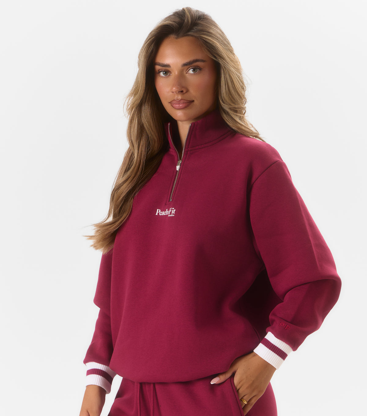 Kamila Zip Sweat Dark Cherry