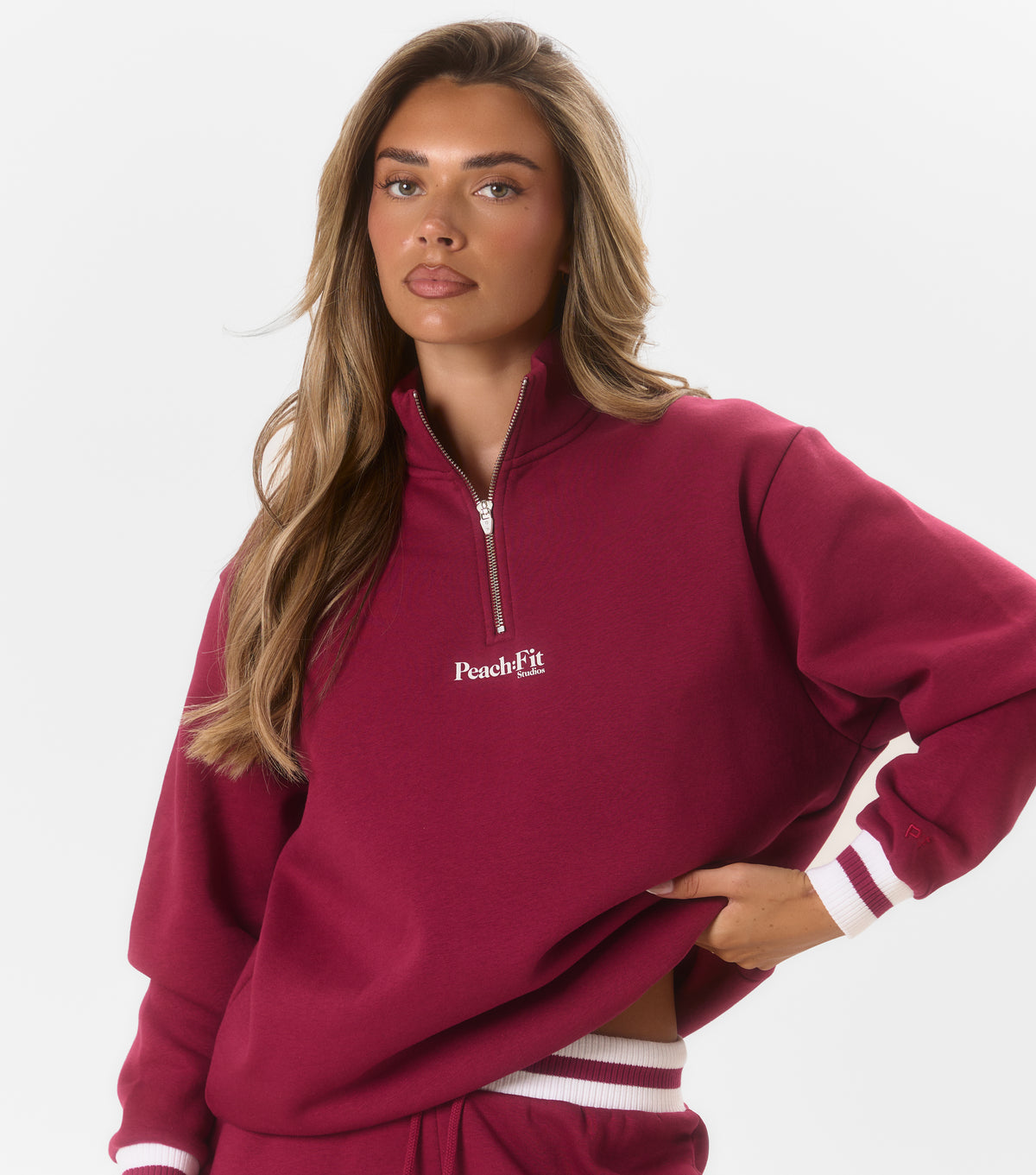 Kamila Zip Sweat Dark Cherry