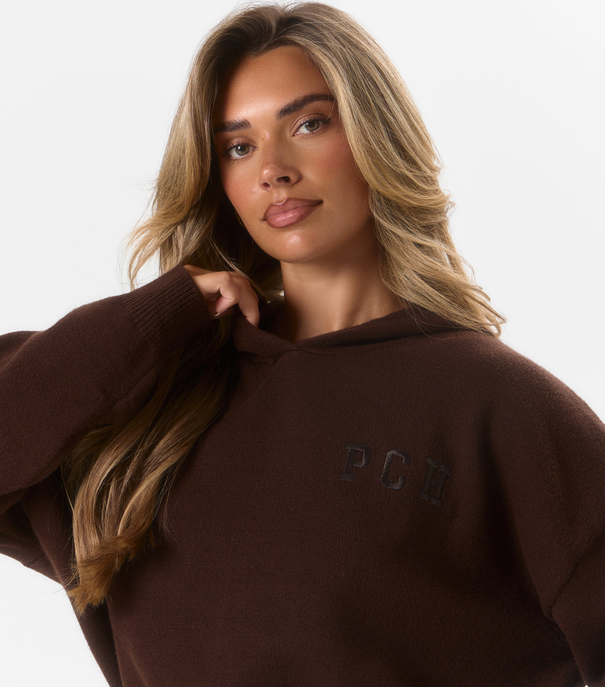 Sophie Knitted Hoodie Coffee Bean