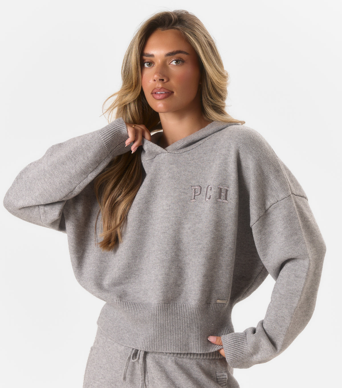Sophie Knitted Hoodie Grey Marl