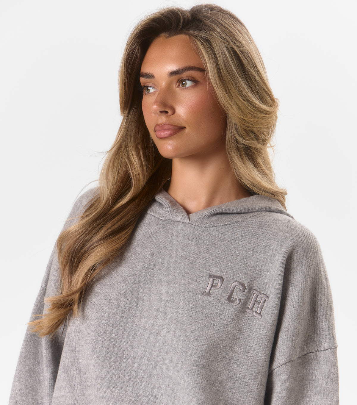 Sophie Knitted Hoodie Grey Marl