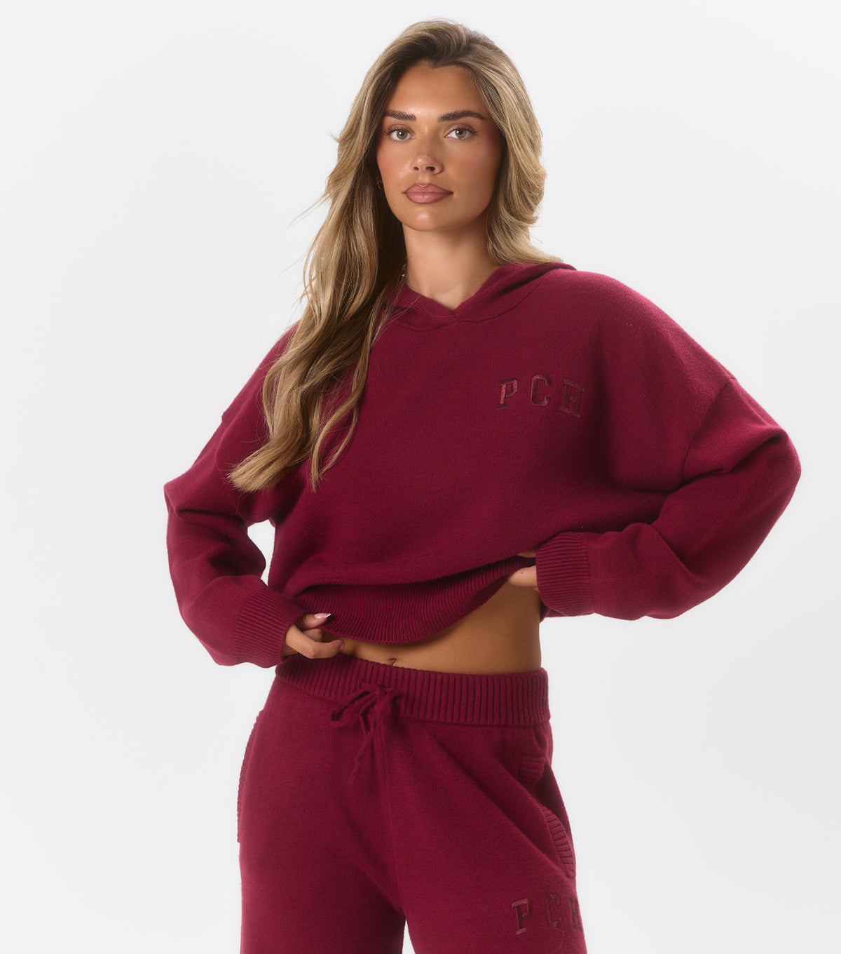 Sophie Knitted Hoodie Dark Cherry