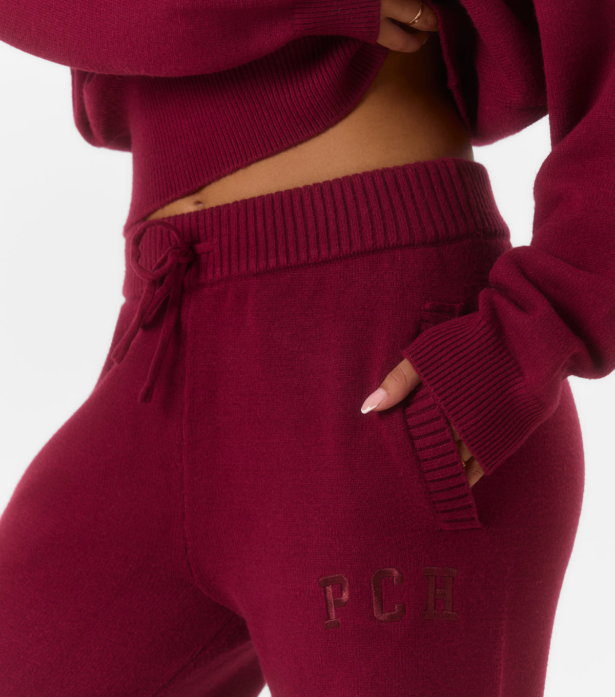 Sophie Knitted Joggers Dark Cherry