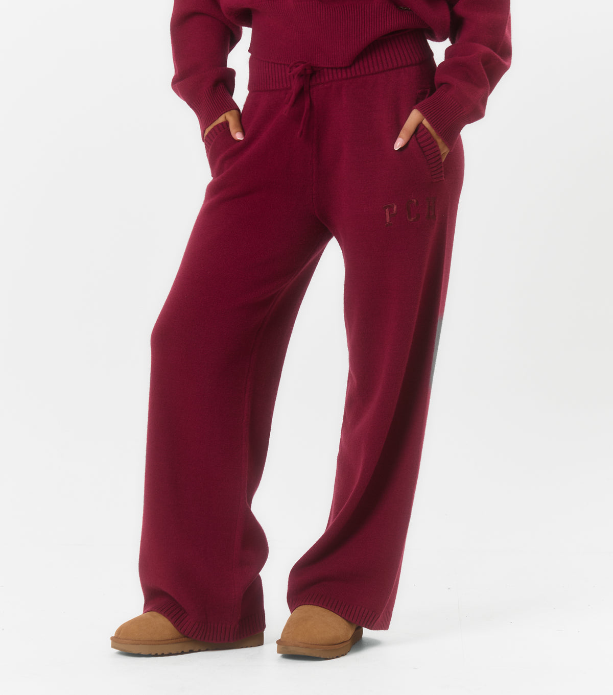 Sophie Knitted Joggers Dark Cherry