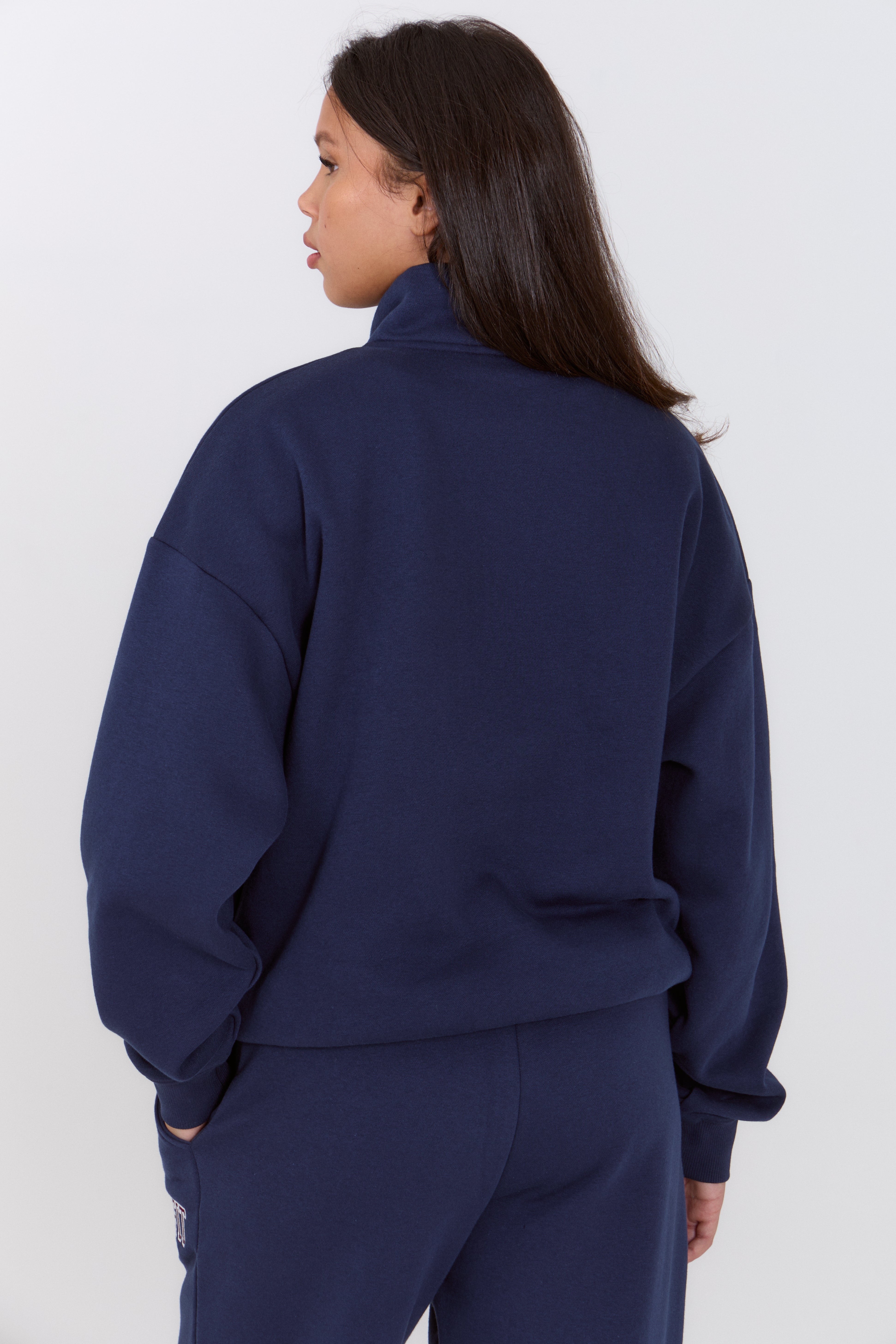 Retro Zip Neck Sweatshirt Navy