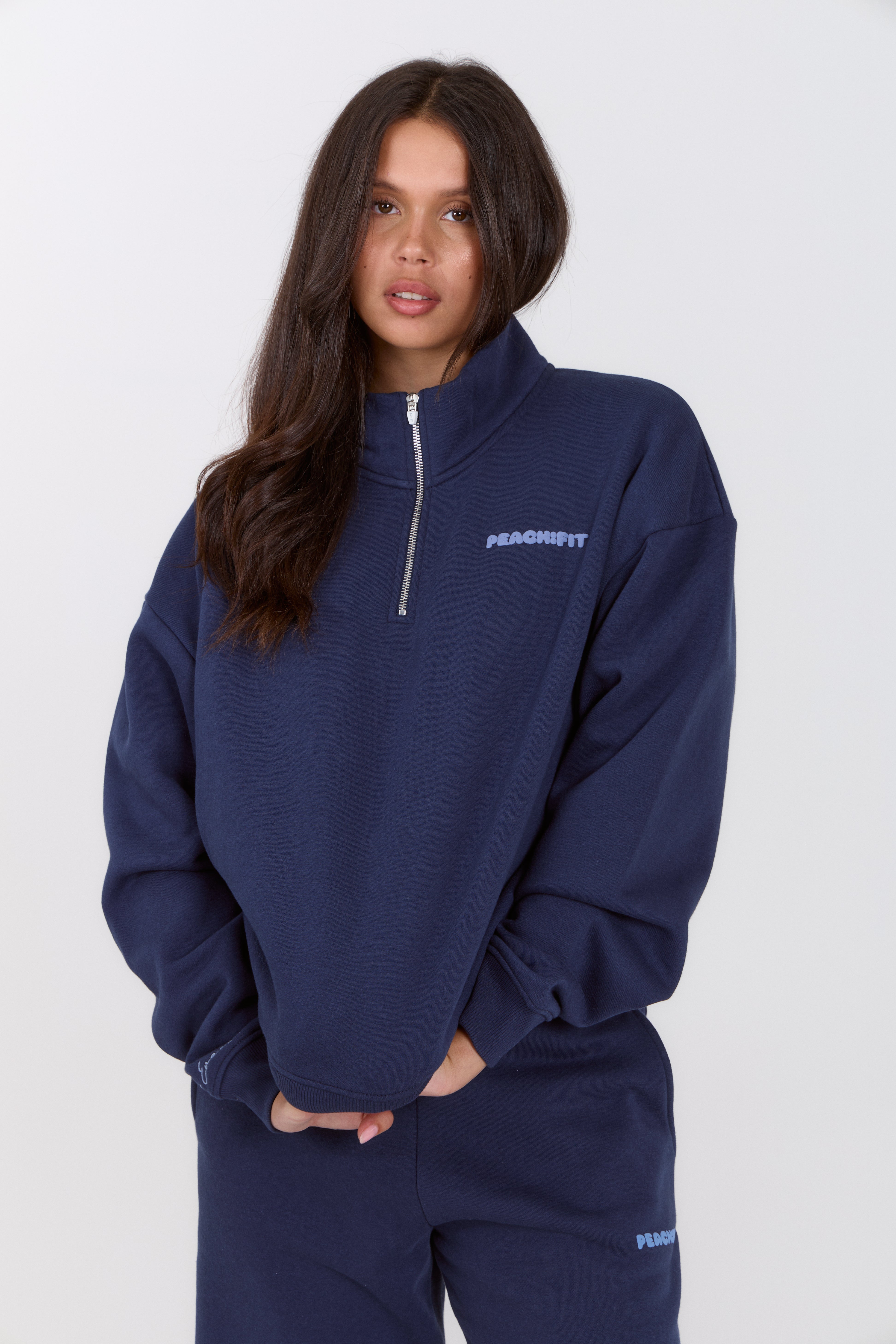 Cozy Season Zip Neck Sweatshirt Navy