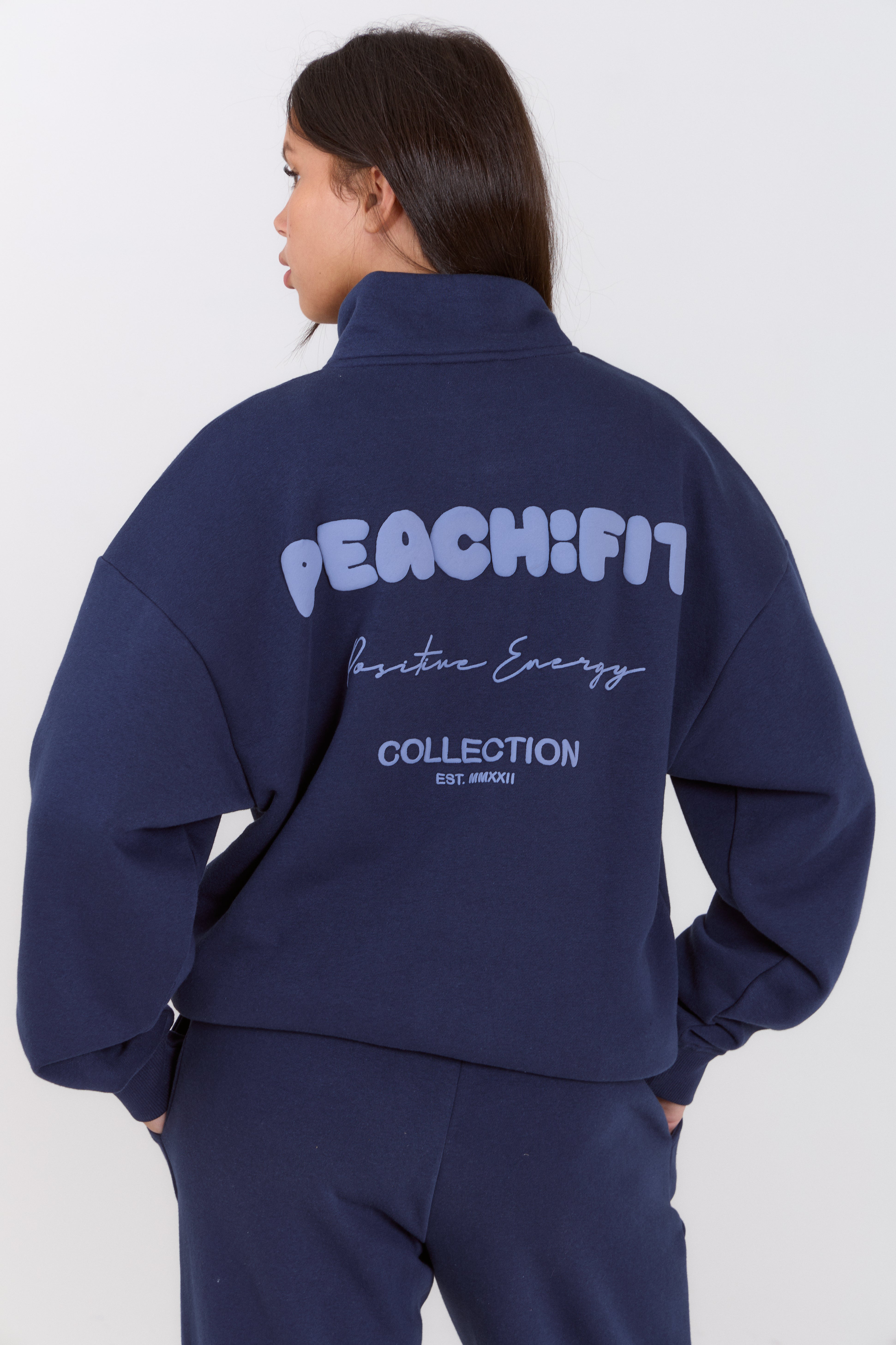 Cozy Season Zip Neck Sweatshirt Navy