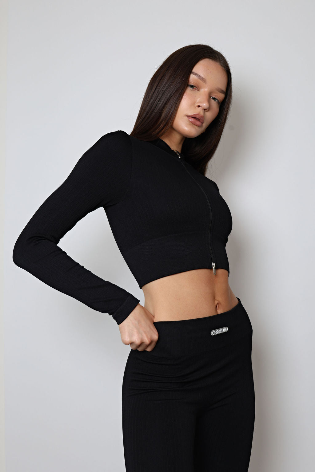 Erin Zip Through Top - Black